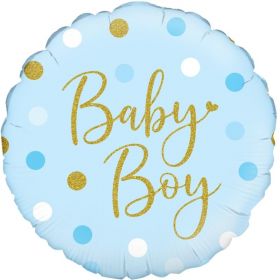 Sparkling Baby Boy Dots Foil Balloon 18"