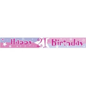 21st Birthday Pink Shimmer Banner, 4 Yards