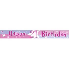 21st Birthday Pink Shimmer Banner