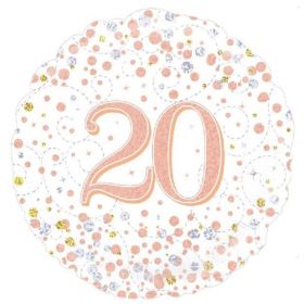 Rose Gold Sparkling Dots 20th Birthday Foil Balloon