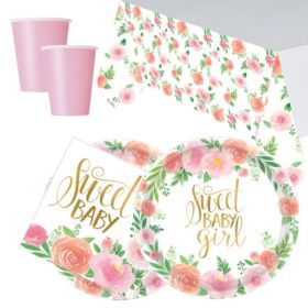 Floral Baby Party Tableware Pack for 16