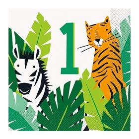 Animal Safari 1st Birthday Party Napkins 33cm x 33cm, pk16