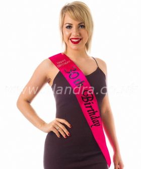 Miss Behave 21st Birthday Party Pink Sash with Black Writing 