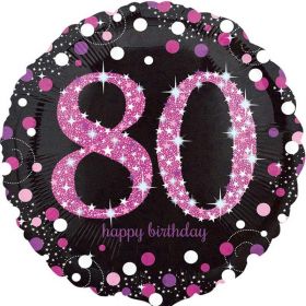 Pink Sparkling Celebration 80th Birthday Foil Balloon 18"