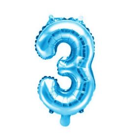 Blue Number 3 Air Fill Foil Balloon 14"