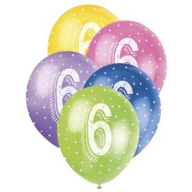 Age 6 Birthday Latex Balloons 12''