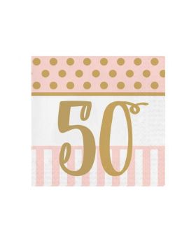 Pink Chic Happy 50th Napkins 33cm x 33cm, pk20