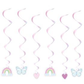 6 Fairy Princess Party Swirl Decorations