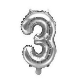 Silver Number 3 Air Fill Foil Balloon 14"