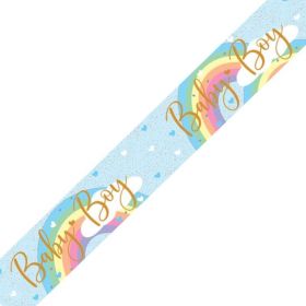 Pastel Rainbow Baby Boy Foil Banner 2.74m