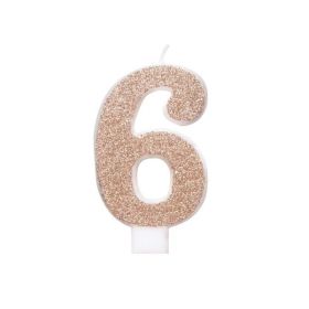 Glitz Rose Gold Number 6 Candle