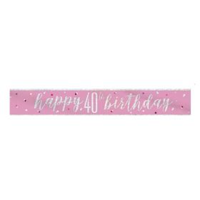 Glitz Pink Age 40 Foil Banner 2.74m