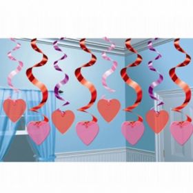 15 Candy Hearts Hanging Swirl Decorations