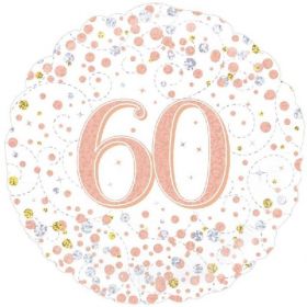 Rose Gold Sparkling Dots 60th Birthday Foil Balloon 18"