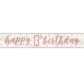 Glitz Rose Gold Age 13 Foil Banner