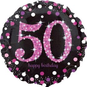 Pink Sparkling Celebration 50th Birthday Foil Balloon 18"