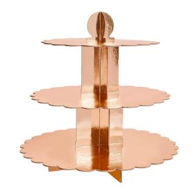 Rose Gold Scallop Edge 3 Tier Cake Stand