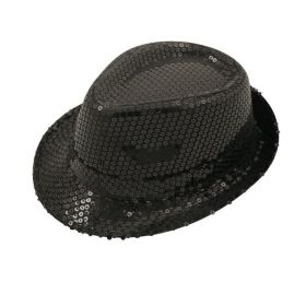 Black Sequin Gangster Hat