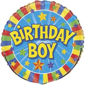 Colourful Birthday Boy Foil Balloon 18"