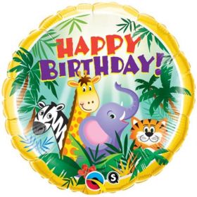 Happy Birthday Jungle Friends Foil Balloon 18"