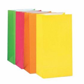 Assorted Neon Paper Party Bags, pk10