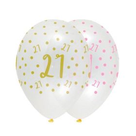 Pink Chic Happy Age 21 Latex Balloons 12'', pk6