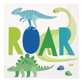 Blue & Green Dinosaur Party Napkins 33cm x 33cm, pk16