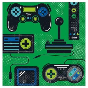 Gamer Birthday Napkins 33cm x 33cm, pk16