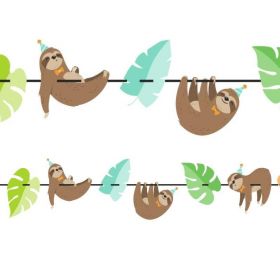 Sloth Party Shaped Ribbon Banner