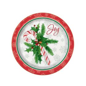 Candy Cane Christmas Dessert Plates 17cm, pk8