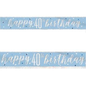 Glitz Blue 40th Birthday Foil Banner
