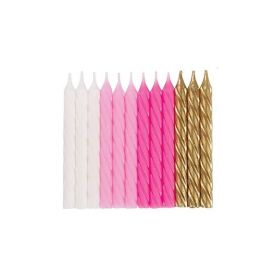 Pink, White and Gold Candles, pk24