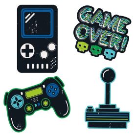 Gamer Birthday Wall Cling Decorations, pk4