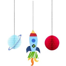 Outer Space Party Honeycomb Decorations, pk3