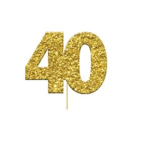 Glitter Gold 40 Numeral Cupcake Toppers, pk12