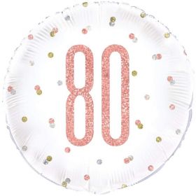 Glitz Rose Gold Age 80 Foil Balloon 18"