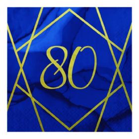 Navy & Gold Geode Party Age 80 Napkins 33cm x 33cm, pk16
