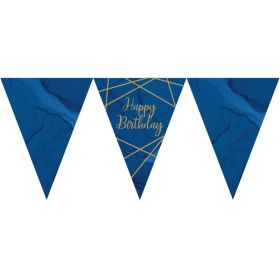 Navy & Gold Geode Party Happy Birthday Flag Banner 3m