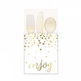 Gold Foil Confetti Cutlery Pouches, pk8