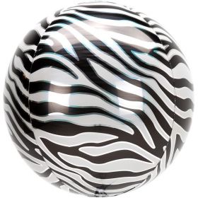 Animalz Zebra Print Orbz Foil Balloon 16"