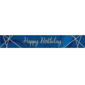 Navy & Gold Geode Happy Birthday Foil Banner 2.74m