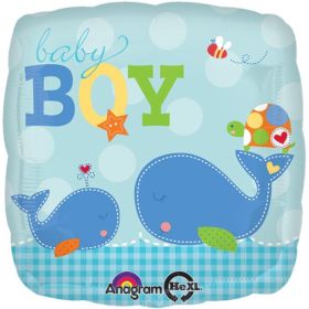 Ahoy Baby Boy Blue Baby Shower Foil Balloon 18"
