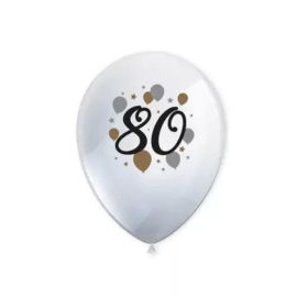 Milestone 80th Birthday Party Latex Balloons 11", pk6