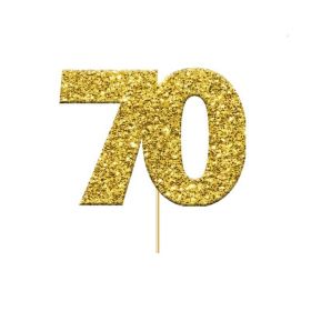 Glitter Gold 70 Numeral Cupcake Toppers, pk12