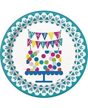 Confetti Cake Birthday Plates, 22cm, pk8