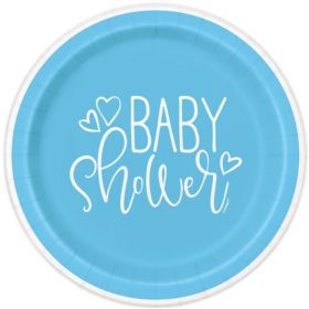 Blue Baby Shower Dinner Plates 23cm, pk8