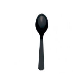 Black Re-usable Plastic Spoons, 20 pack