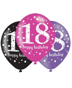 Pink Sparkling Celebration 18th Latex Balloons 11", pk6