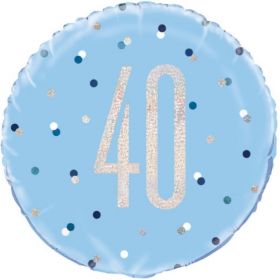 Glitz Blue Age 40 Foil Balloon 18"