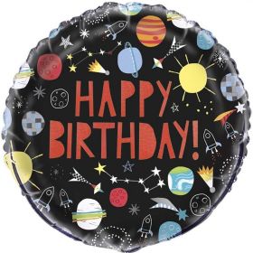 Outer Space Happy Birthday Foil Balloon 18"